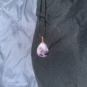 Polished Amethyst Teardrop Pendant Necklace